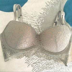 - NWOT Gray Lace Push-up Bra